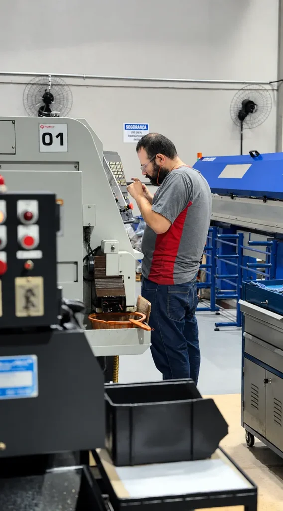 Operador de centro de usinagem CNC na Megaplasma